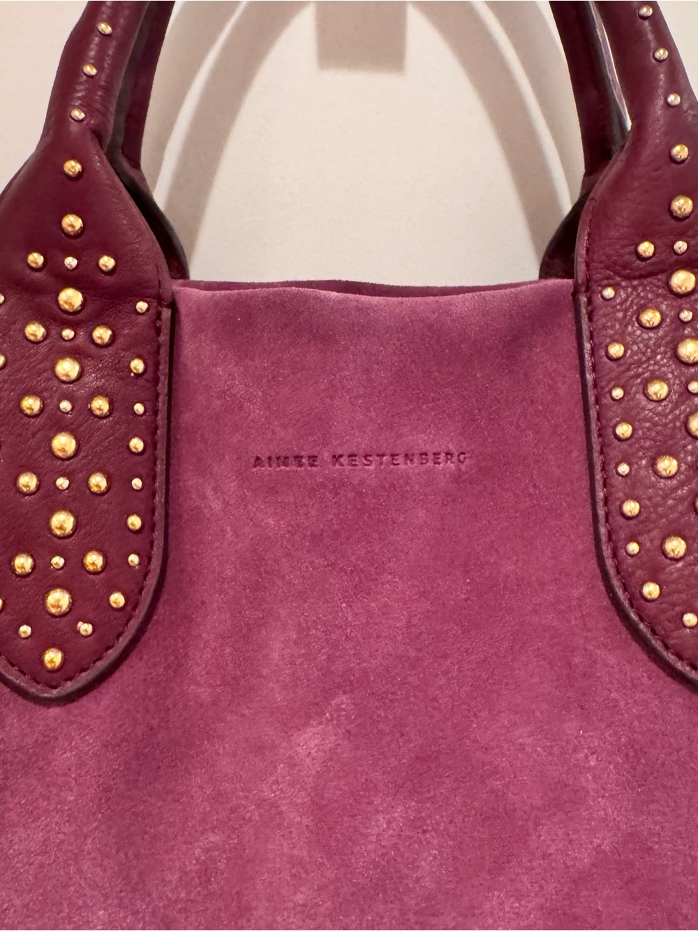 Aimee Kestenberg Plum Suede Tote with Gold Studs - Picture 2 of 5